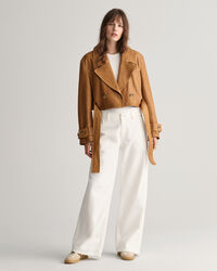 Giacca trench corta in pelle