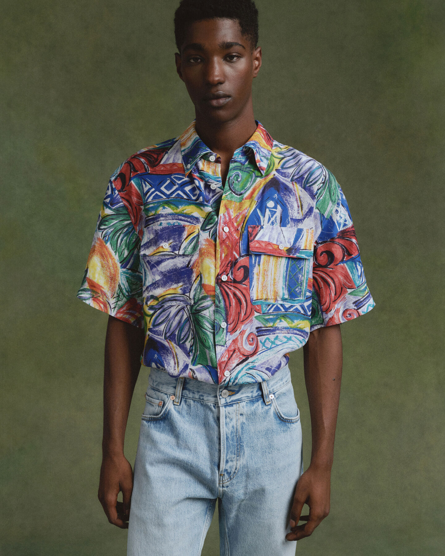 Camicia in seta con stampa relaxed fit