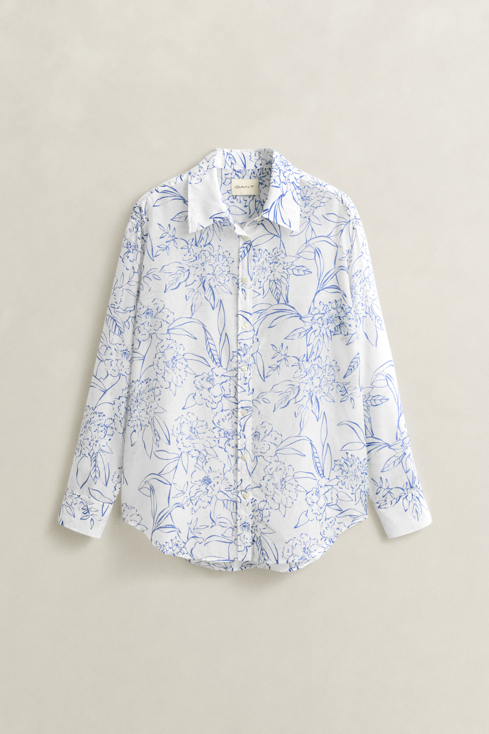 Camicia in misto seta e cotone a fiori