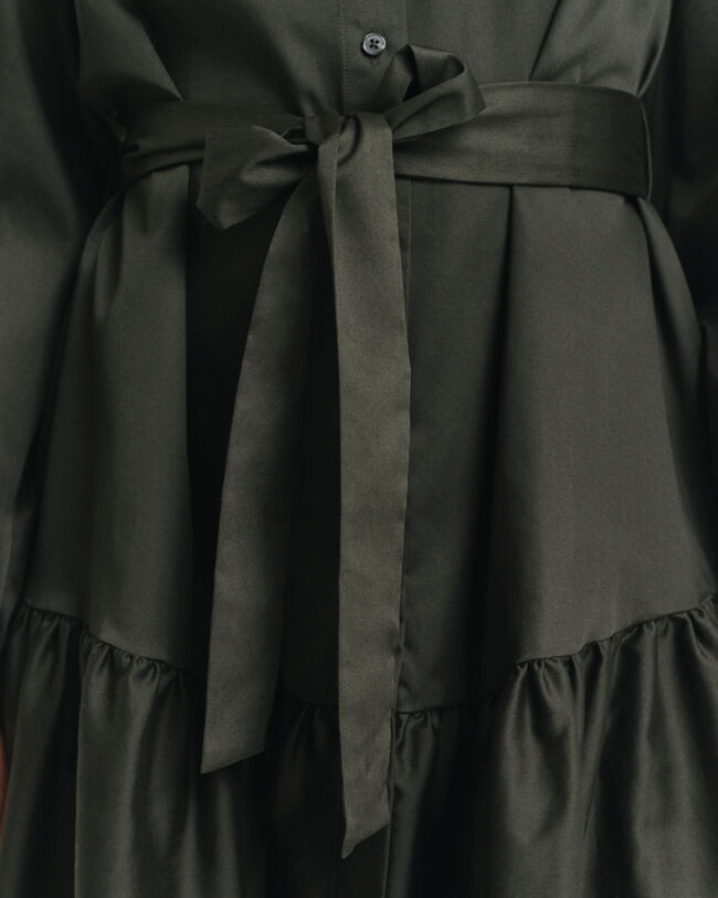 Abito a maniche lunghe in morbido raso di cotone