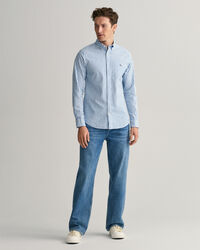 Camicia in misto cotone-lino a righe regular fit