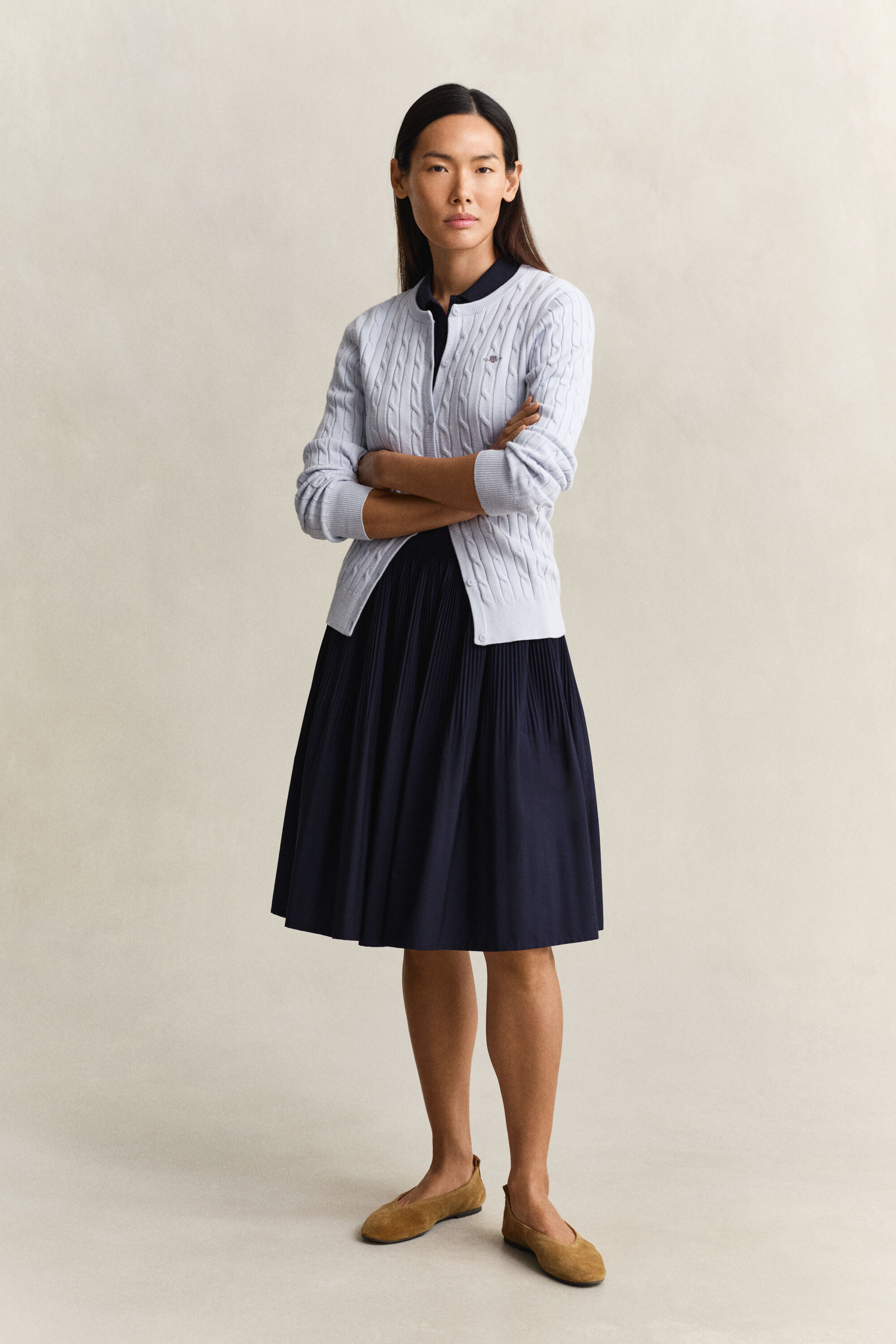 Cardigan in maglia con lavorazione a trecce