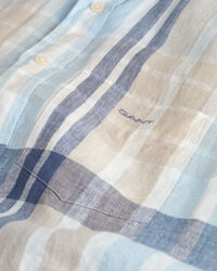 Camicia a maniche corte di lino a quadri madras regular fit