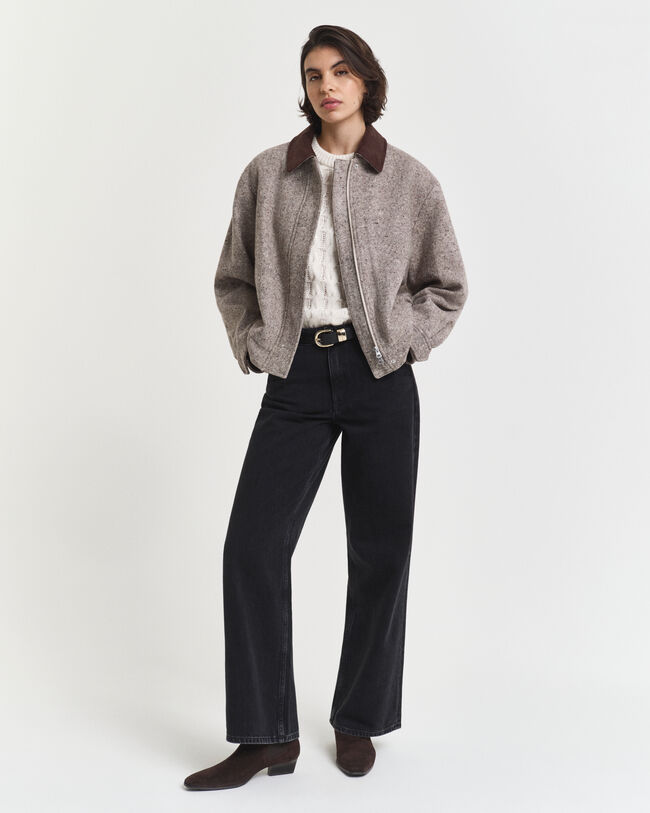 Top a maniche corte a sbuffo in maglia a trecce