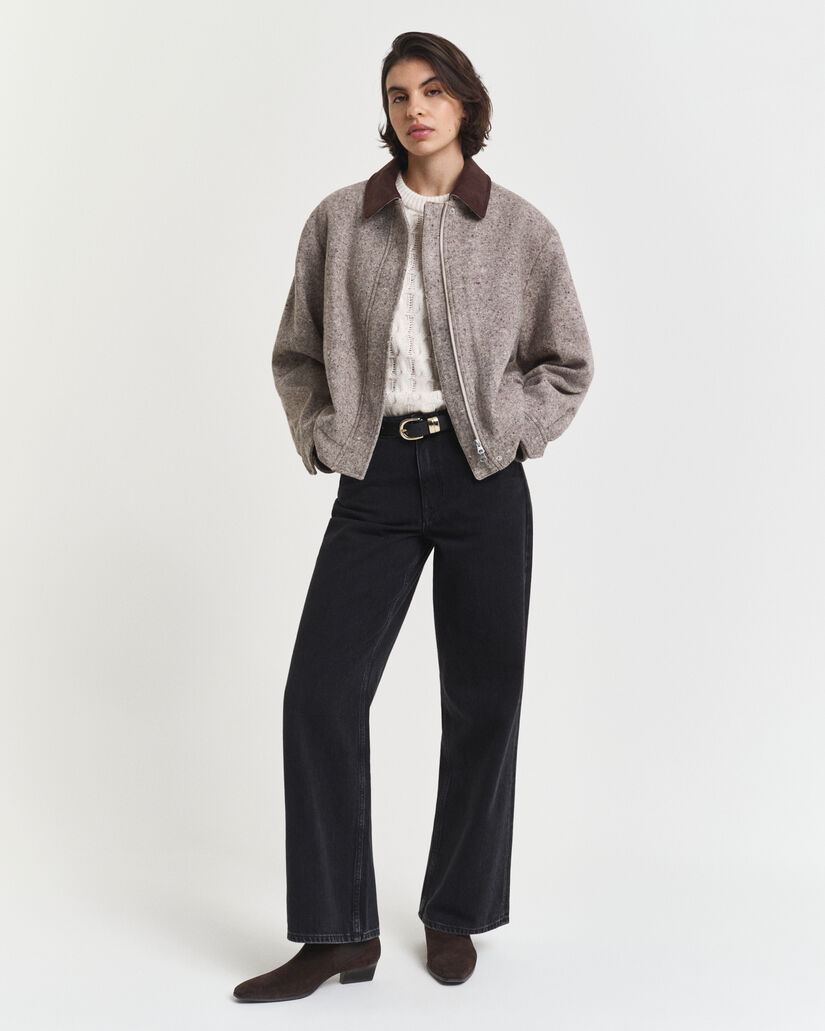 Top a maniche corte a sbuffo in maglia a trecce