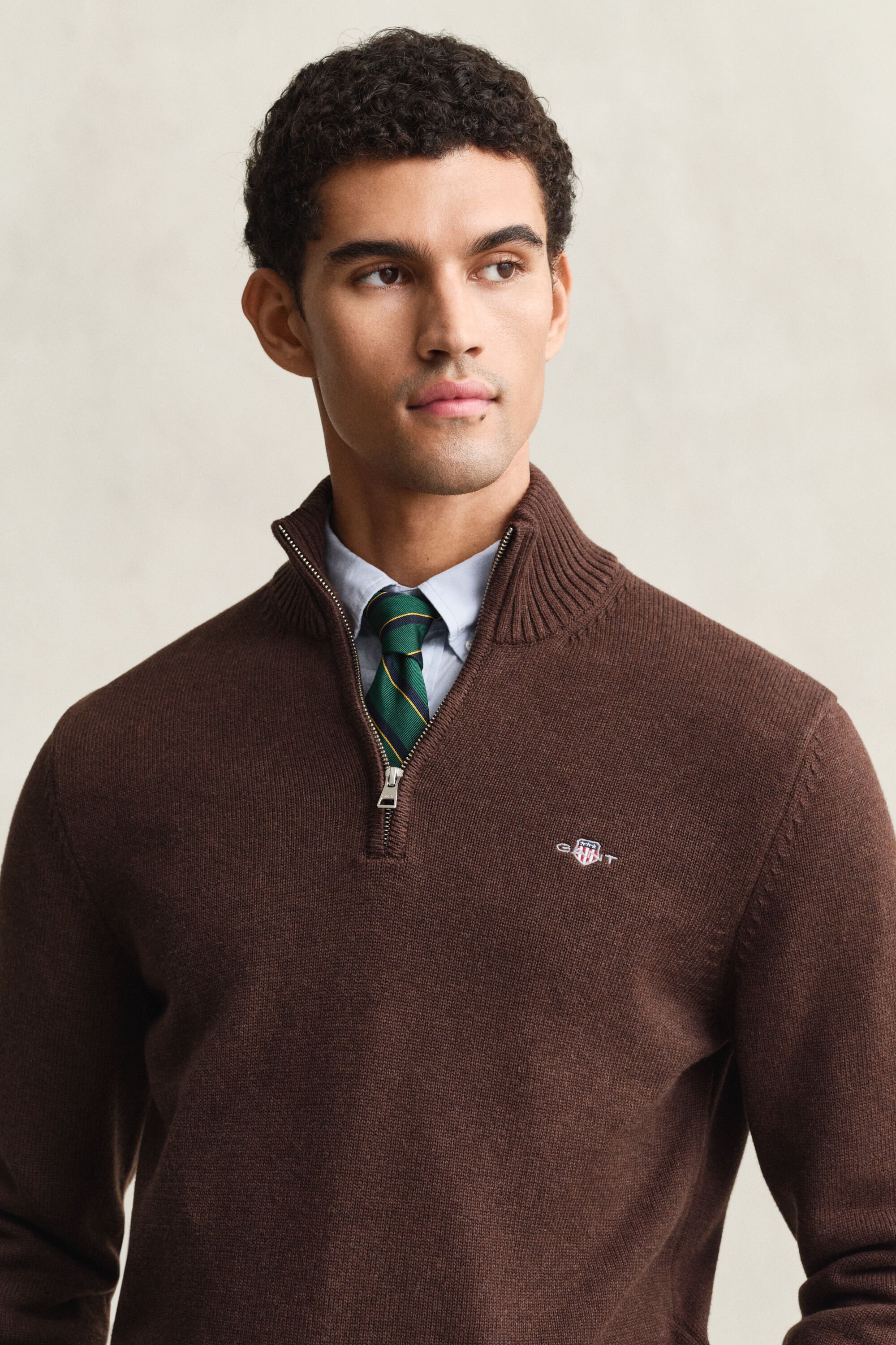 Maglia in cotone casual con zip corta