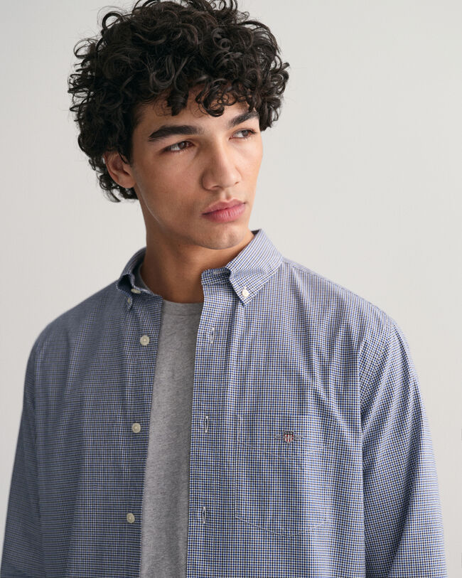 Camicia in popeline a quadretti regular fit