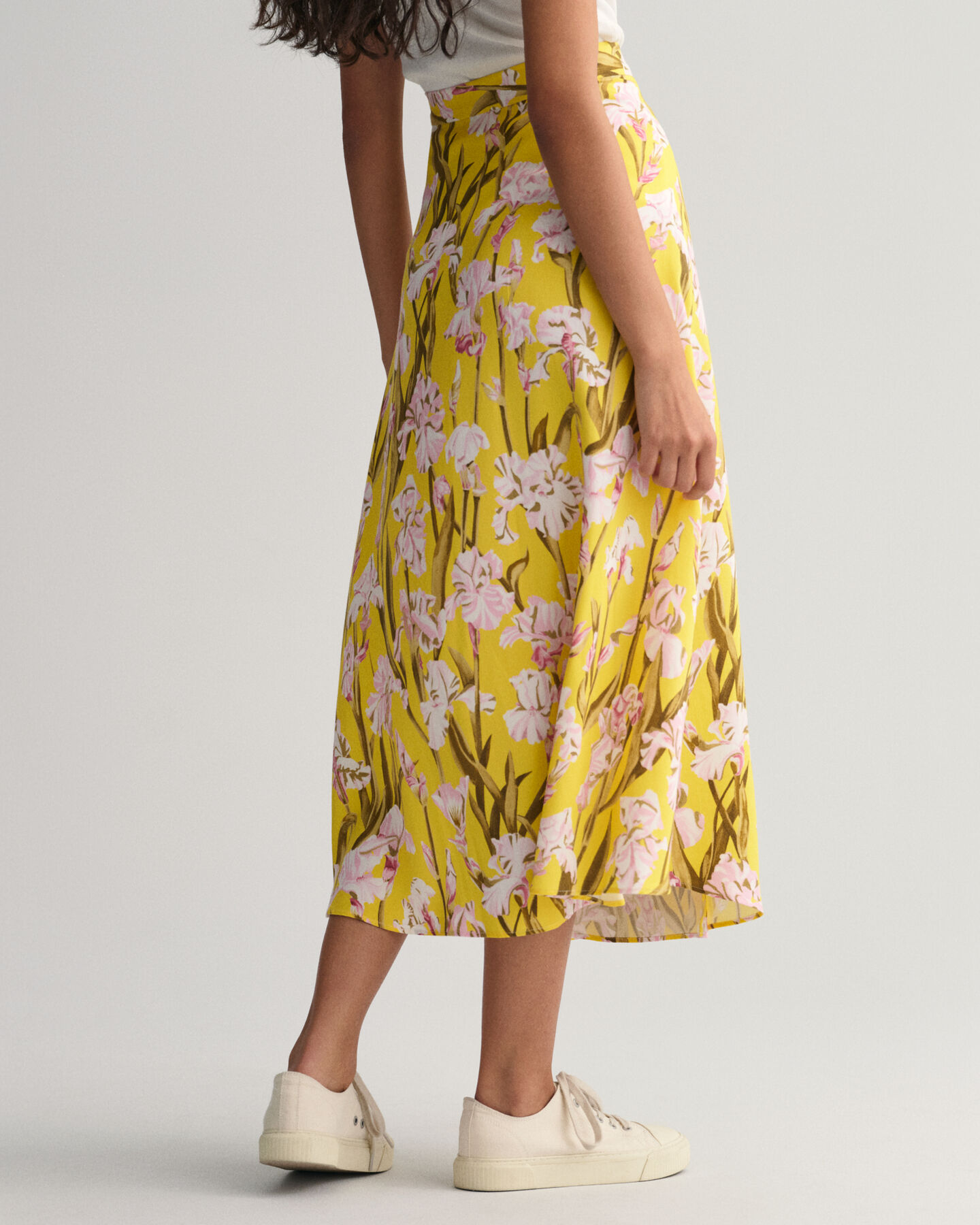 Gonna a portafoglio con stampa Iris