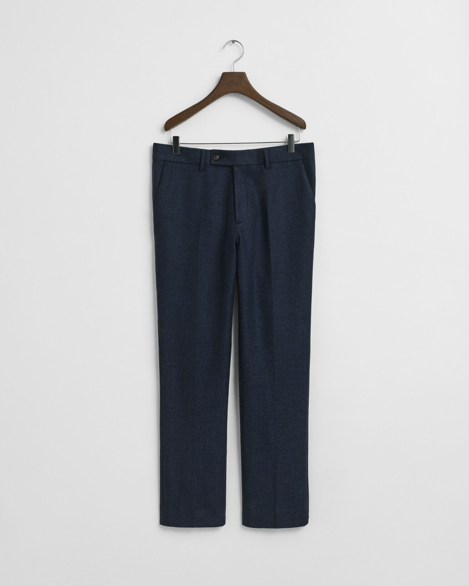 Pantaloni da abito con motivo a spina di pesce in flanella slim fit