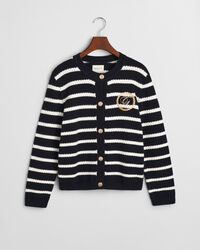 Giacca lavorata a maglia in cotone a righe