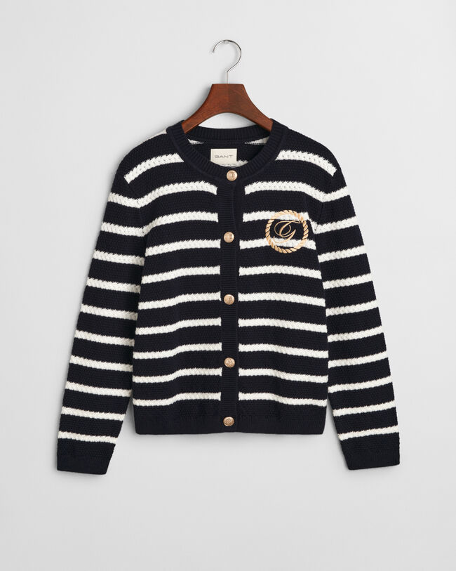 Giacca lavorata a maglia in cotone a righe