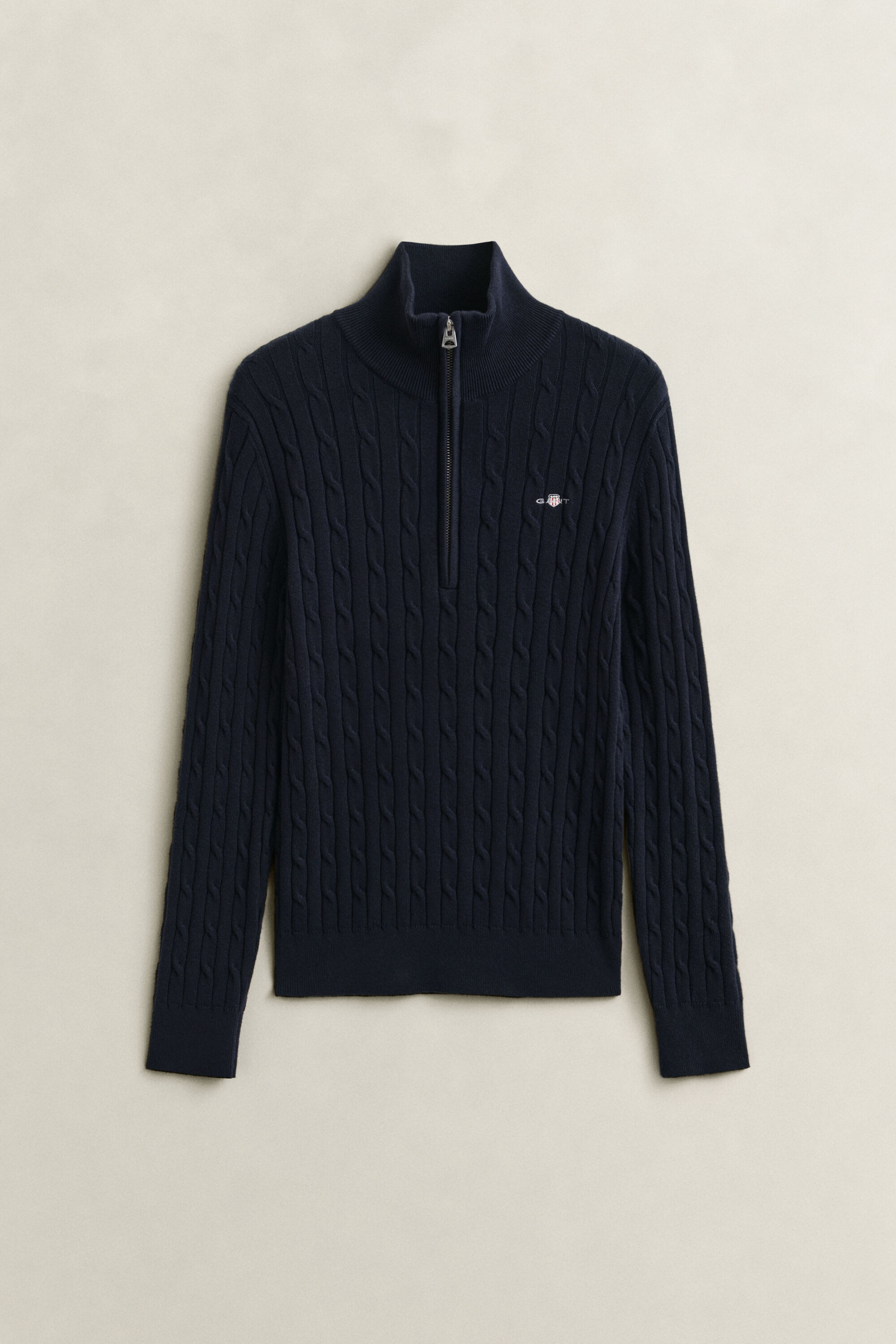 Maglia con zip corta elasticizzata a trecce