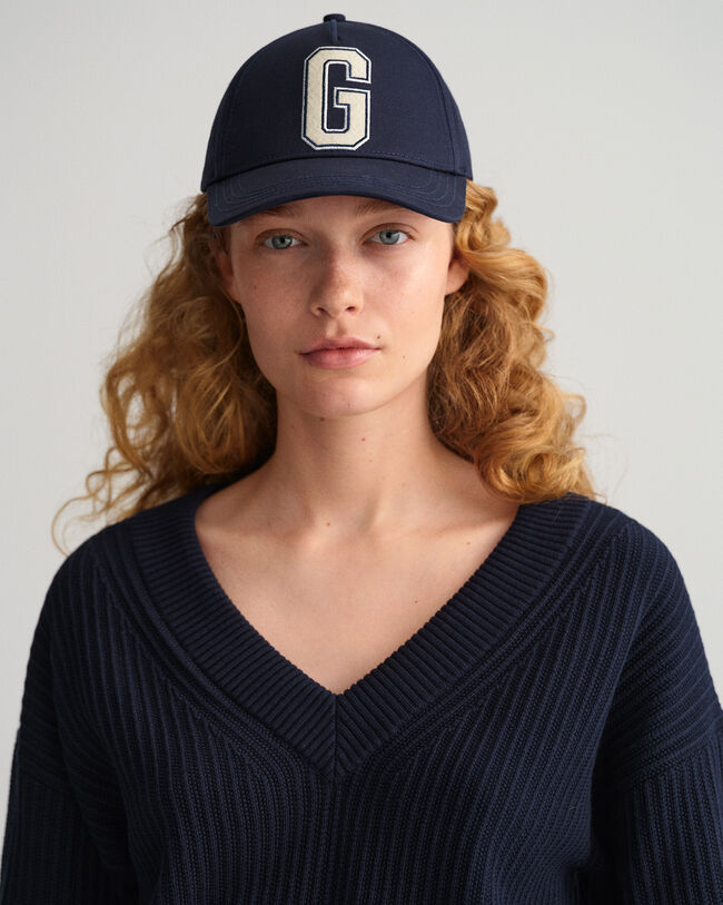 Maglia in cotone a coste con scollo a V