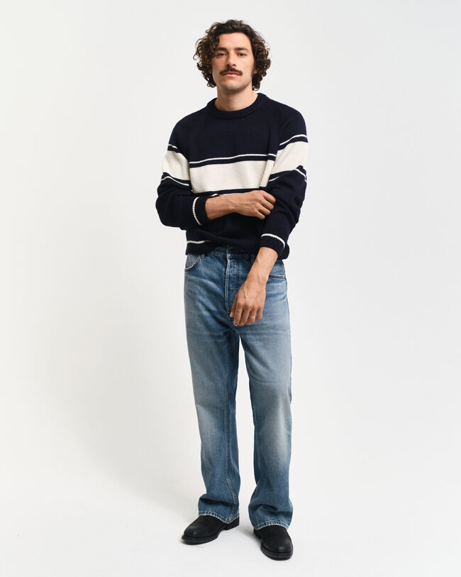 Maglia girocollo in lana a righe