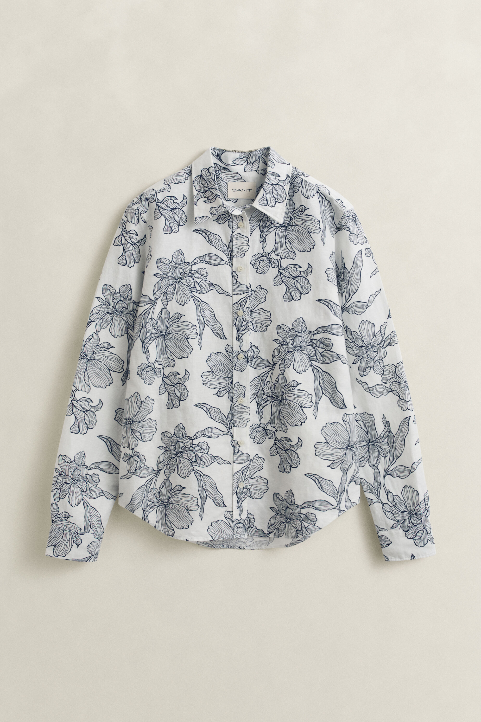 Camicia in lino con stampa floreale