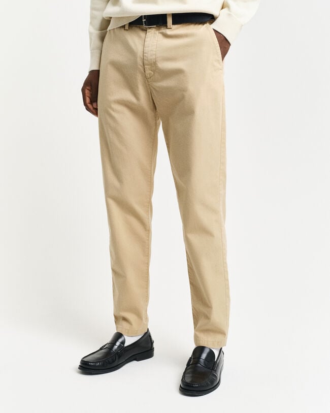 Pantaloni chino in tela stretti in fondo regular fit