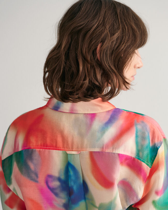 Camicia in misto cotone-seta con stampa floreale relaxed fit