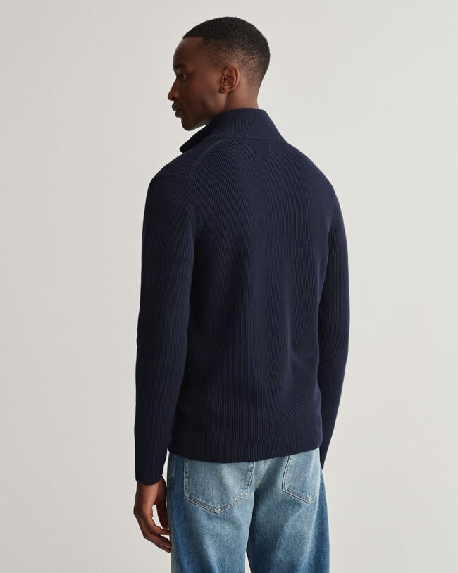 Maglia Texture a coste con zip lunga