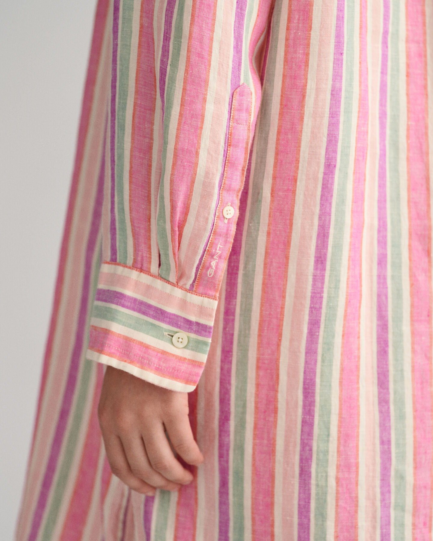 Abito chemisier multi righe in lino