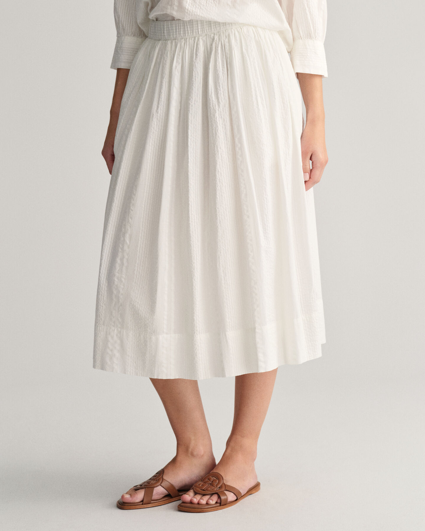 Gonna pull-on a righe Seersucker