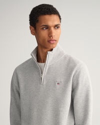 Felpa Waffle con zip corta