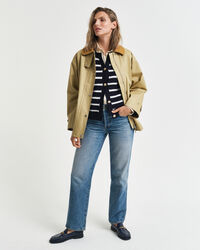 Giacca lavorata a maglia in cotone a righe