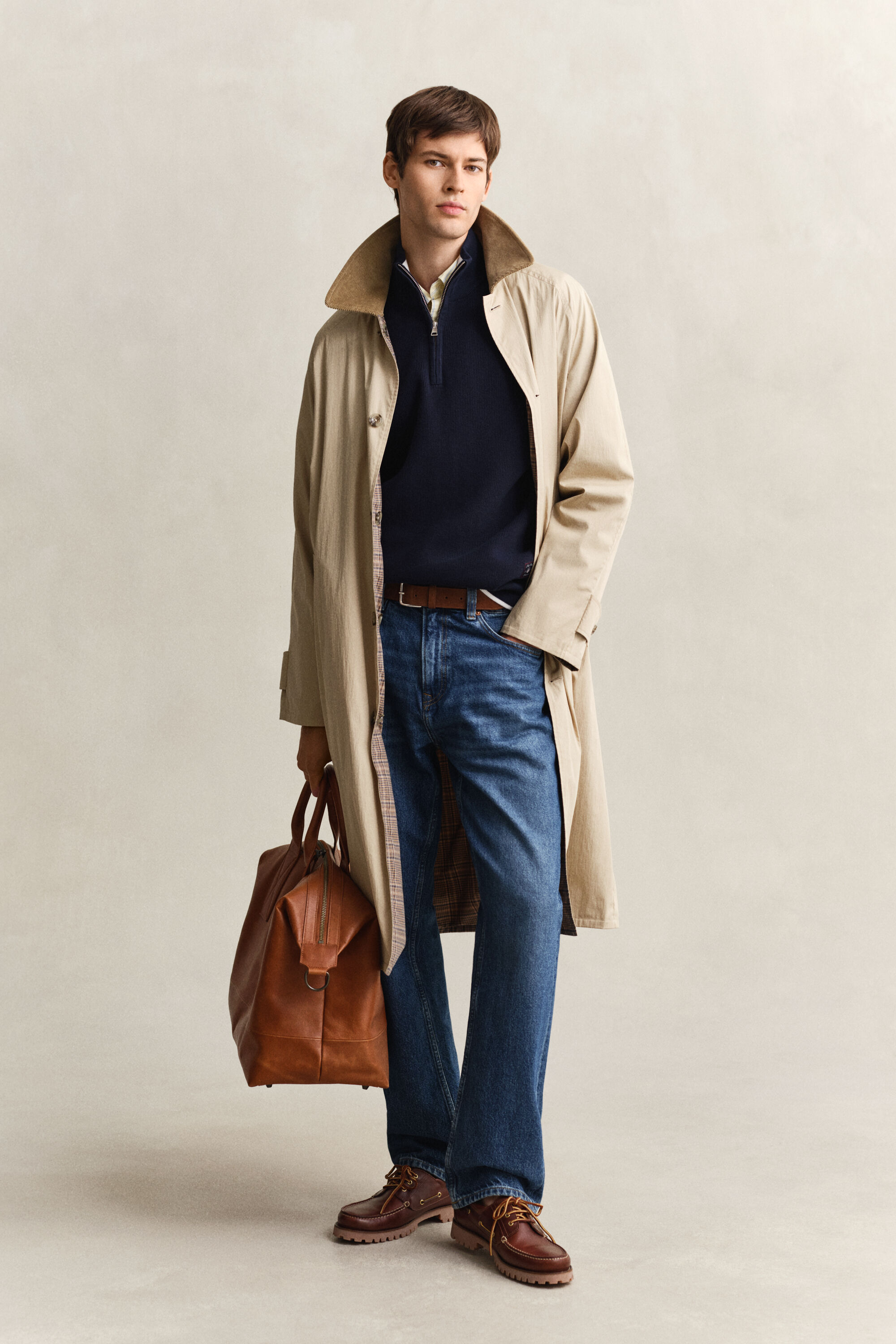 Maglia in cotone a coste con zip corta