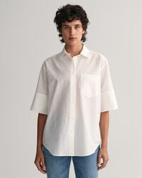Camicia in misto cotone-seta a maniche corte relaxed fit