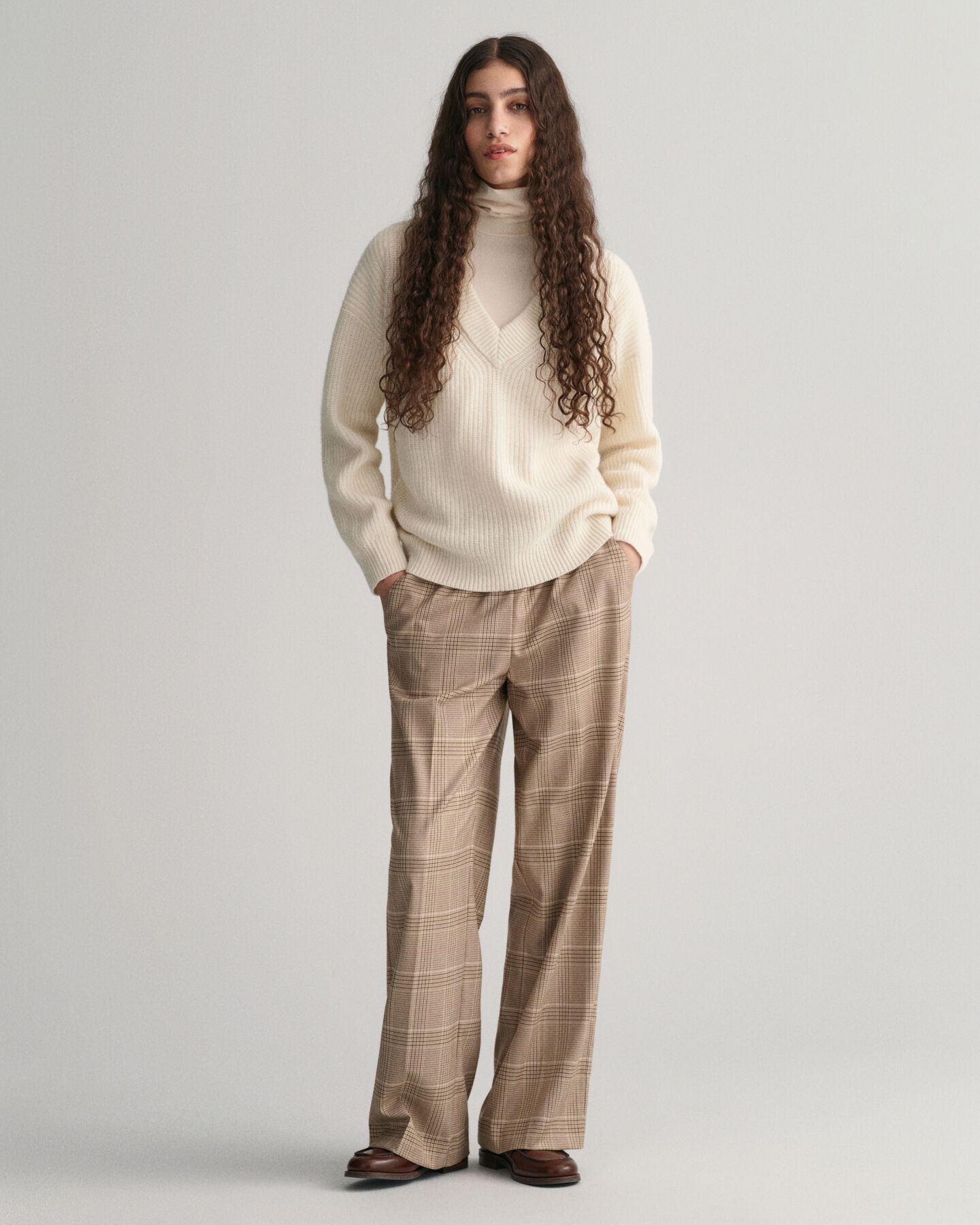 Pantaloni pull-on a quadri relaxed fit