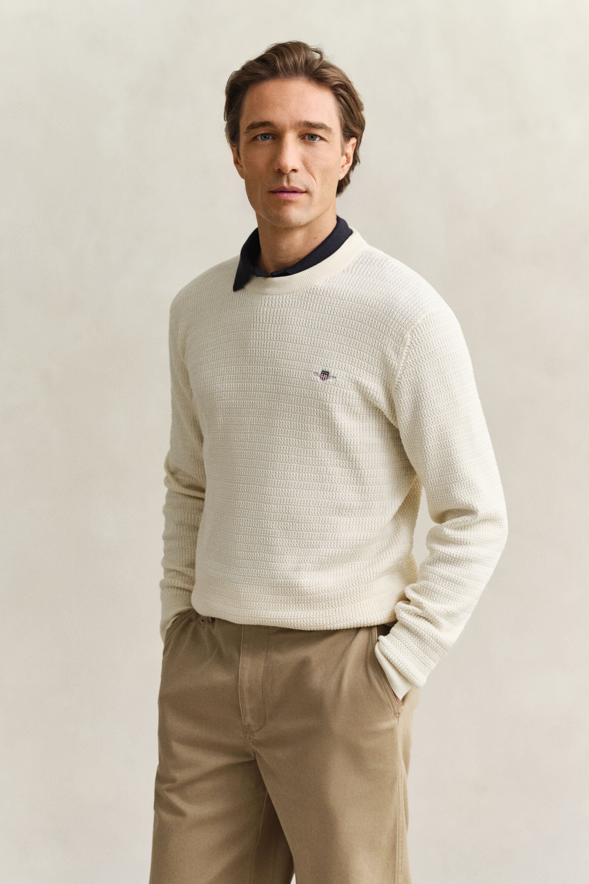 Maglia girocollo a mini trecce