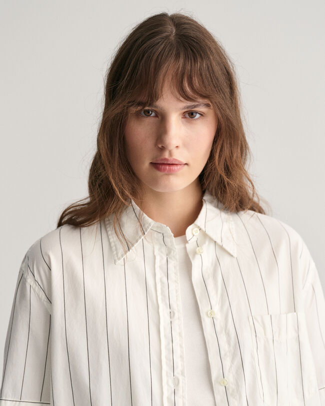 Camicia a maniche corte Luxury Oxford a righe relaxed fit