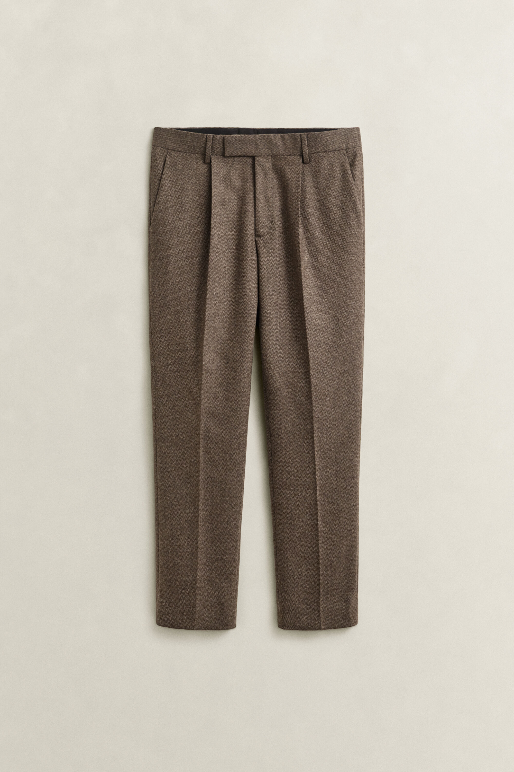 Pantaloni da abito con motivo a spina di pesce in lana
