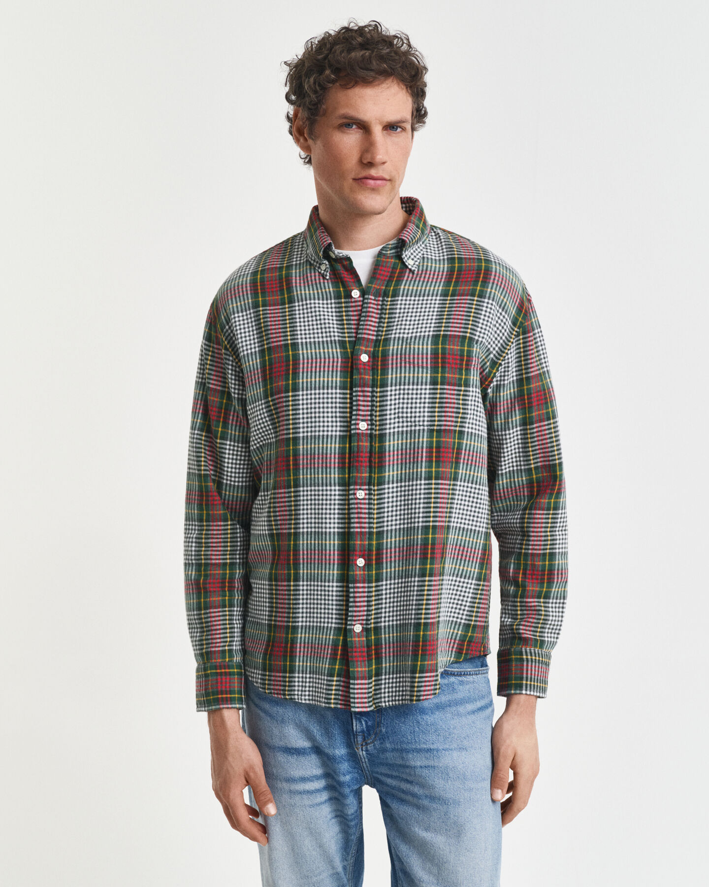 Camicia leggera in twill a quadri relaxed fit