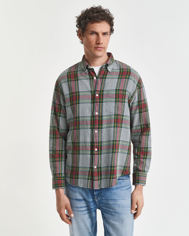 Camicia leggera in twill a quadri relaxed fit