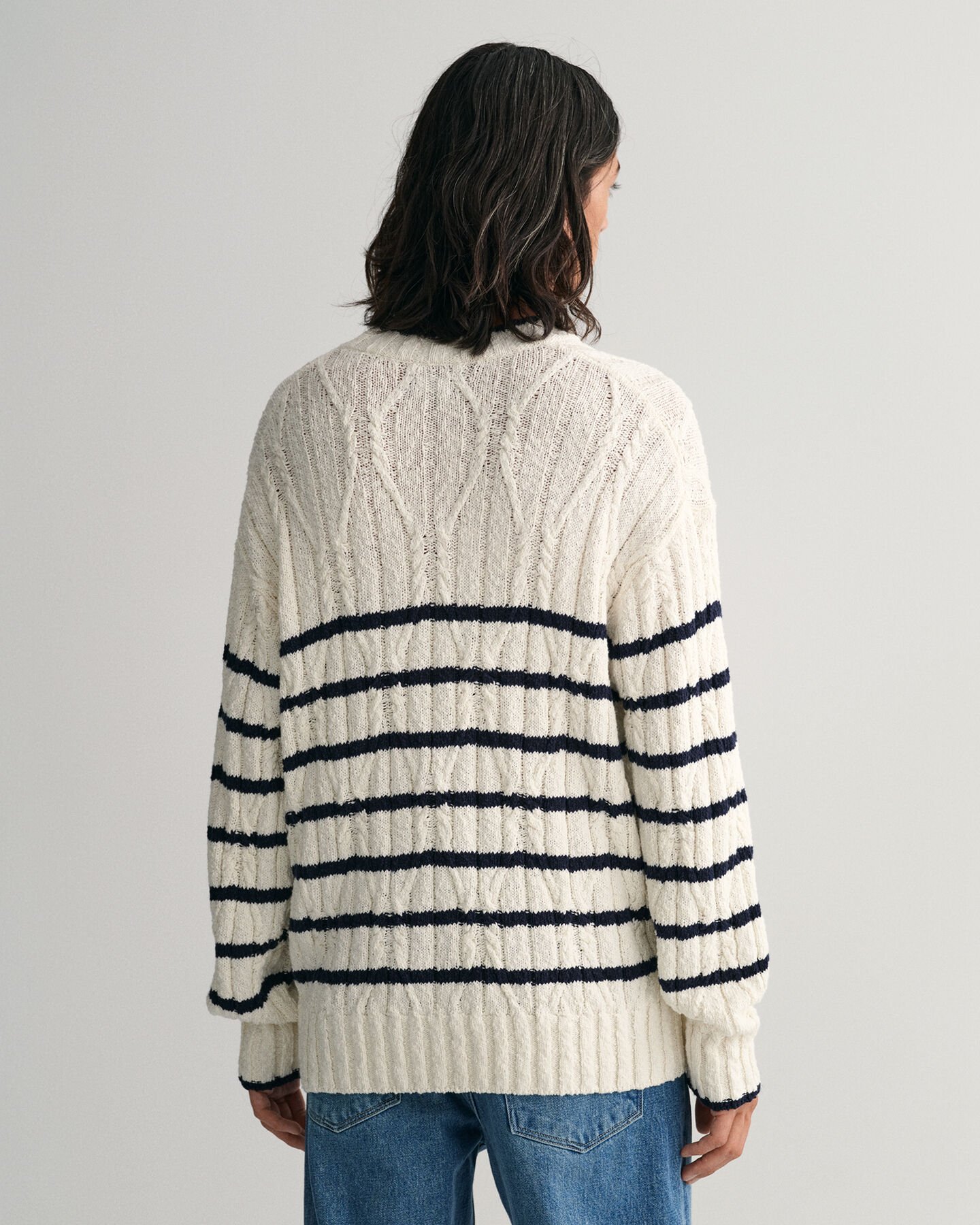 Maglia girocollo in cotone a righe