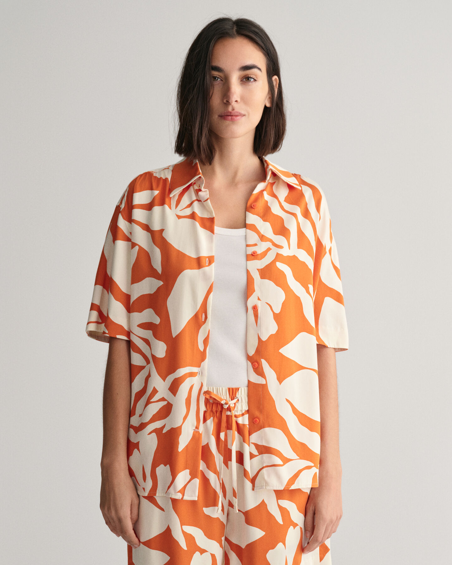 Camicia a maniche corte Palm Print relaxed fit