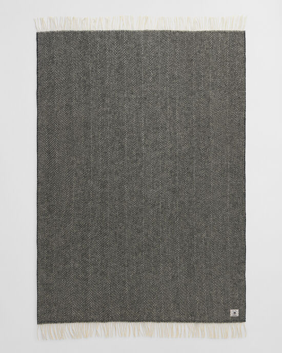 Coperta in lana con motivo a spina di pesce