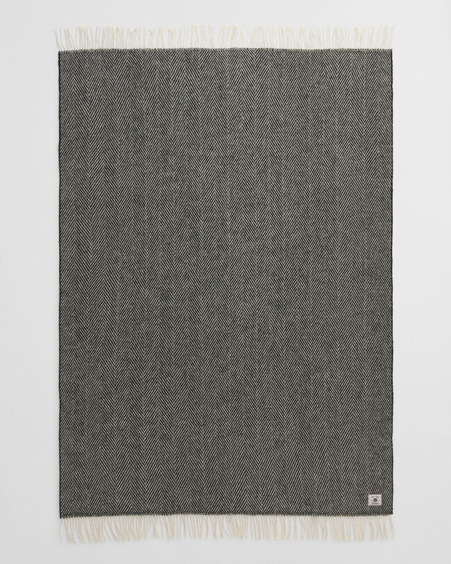 Coperta in lana con motivo a spina di pesce