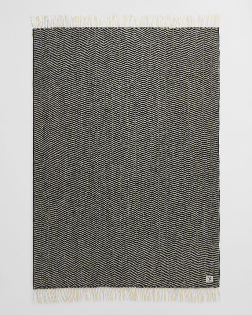 Coperta in lana con motivo a spina di pesce