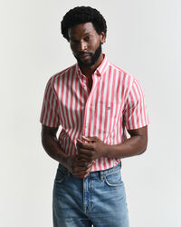 Camicia classica a maniche corte a righe in popeline regular fit