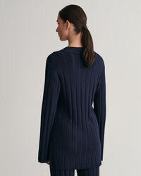 Maglia con colletto aperto in maglia a coste