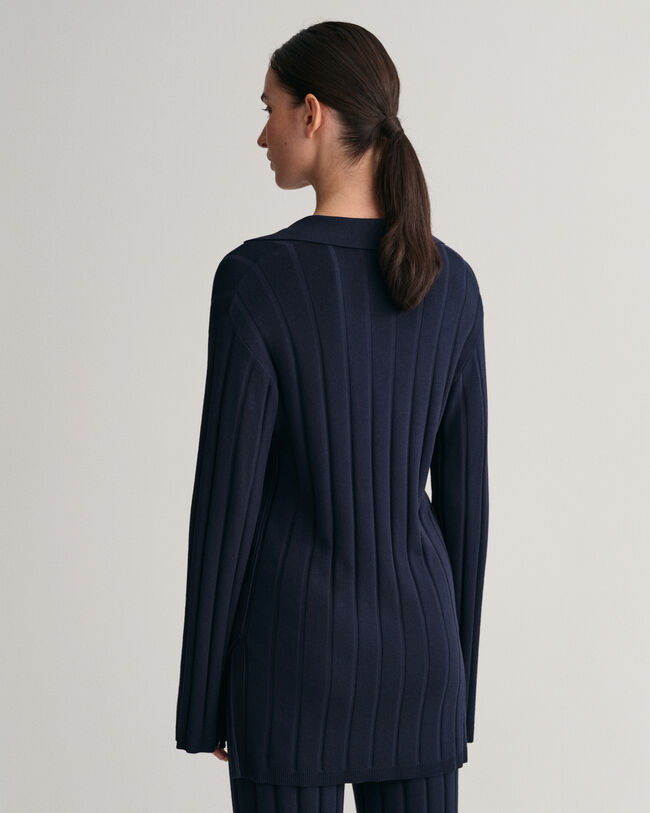 Maglia con colletto aperto in maglia a coste