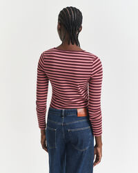 T-shirt a maniche lunghe a coste a righe