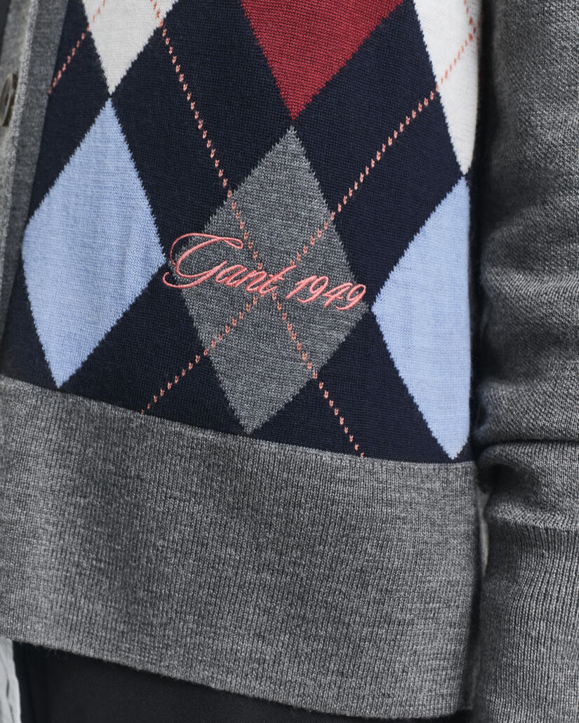 Cardigan Argyle con scollo a V