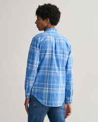 Camicia in misto lino-cotone a quadri regular fit