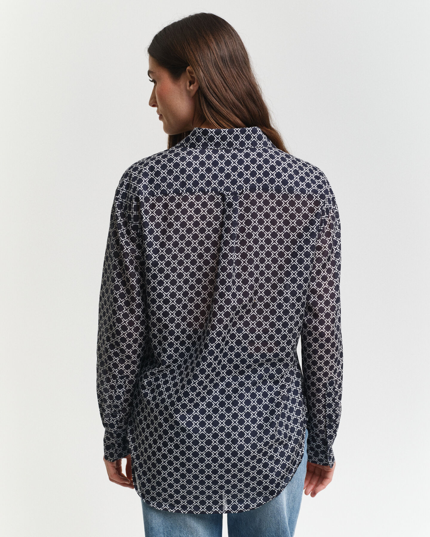 Camicia geometrica misto cotone-seta relaxed fit