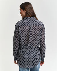 Camicia geometrica misto cotone-seta relaxed fit
