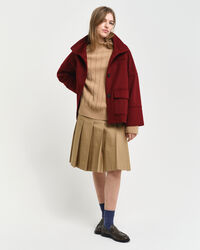 Maglia con colletto dritto in lana a coste ampie