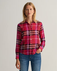 Camicia a quadri in misto cotone-seta regular fit
