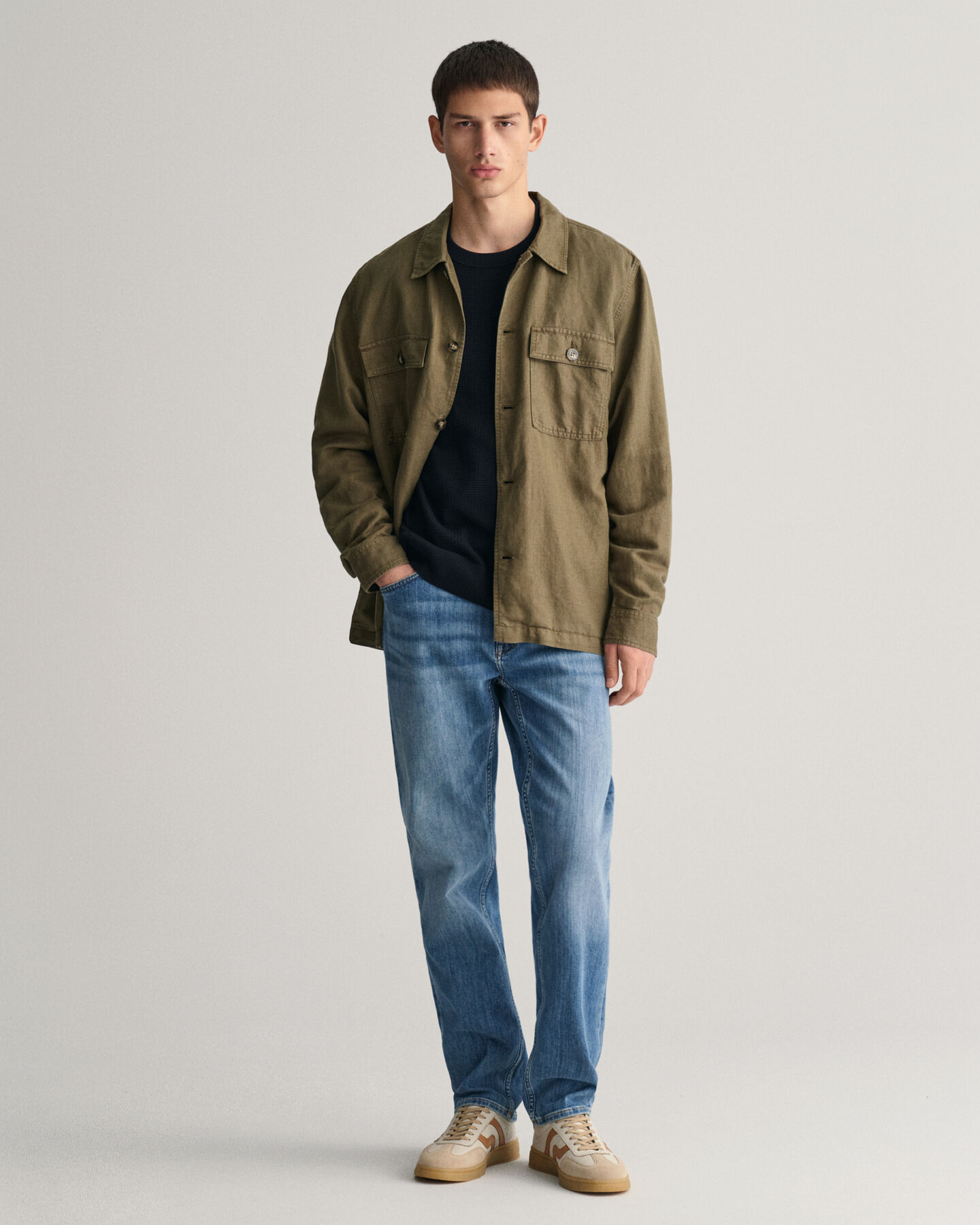 Maglia girocollo in cotone testurizzato